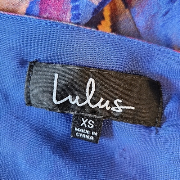 Lulus Flying Watercolors Royal Blue Watercolor Print Sheath Maxi Dress, Size XS - Picture 13 of 13